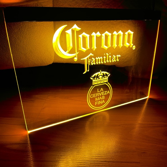 CORONA FAMILIAR LED NEON GOLD LIGHT SIGN 8x12 - Picture 2 of 3